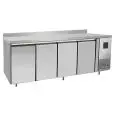 REFRIGERATED TABLE WITH UPSTAND - STAINLESS STEEL - VENTILATED COOLING - Mod. FQG4553A - Gastronorm 1/1 (cm 53 x 32,5) - N. 4 DOORS - CAPACITY L 60 - TEMPERATURE 0°/+8°C - Dim. cm. L 223 x D 70 x h 95 - CE approved