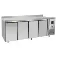 REFRIGERATED TABLE WITH UPSTAND - STAINLESS STEEL - VENTILATED COOLING - Mod.EPF3442GR-SB-304T - ENERGY CLASS A - GASTRONORM 1/1 (cm 53 x 32,5) - N. 4 DOORS - CAPACITY Lt 560 - TEMPERATURE -2°/+8°C - Dim. cm. L 223 x D 70 x h 95 - CE APPROVED