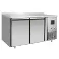 REFRIGERATED TABLE WITH UPSTAND - STAINLESS STEEL - SNACK MODEL - VENTILATED COOLING - Mod.EPF3461GR-SB-304T - N. 2 DOORS - CAPACITY Lt 240 - TEMPERATURE -17°/-22°C - Dim. cm. L 136 x D 60 x h 95 - CE APPROVED
