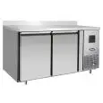 REFRIGERATED TABLE WITH UPSTAND - STAINLESS STEEL - VENTILATED COOLING - Mod.EPF3462GR-SB-304T - ENERGY CLASS C - GASTRONORM 1/1 (cm 53 x 32,5) - N. 2 DOORS - CAPACITY Lt 280 - TEMPERATURE -17°/-22°C - Dim. cm. L 136 x D 70 x h 95 - CE APPROVED