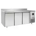 REFRIGERATED TABLE WITH UPSTAND - STAINLESS STEEL - SNACK MODEL - VENTILATED COOLING - Mod.EPF3471GR-SB-304T - N. 3 DOORS - CAPACITY Lt 360 - TEMPERATURE -17°/-22°C - Dim. cm. L 179,5 x D 60 x h 95 - CE APPROVED