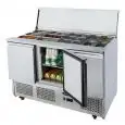 REFRIGERATED SALADETTE - STAINLESS STEEL AISI 304 - Mod. ESL3850GR - STATIC COOLING - GASTRONORM 1/1(cm 53 x 32,5) - N. 3 REFRIGERATED DOORS - TEMPERATURE -2°/+8°C - Dim. cm. L 136,5 x D 70 x h 95 - CE APPROVED