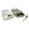 PORTABLE COLD SMOKE GENERATOR - Mod. FAD-164 - 2 COOKING GRIDS - COOKING GRID cm L 40 x D 60 - UPPER COOKING PLATE cm L 34 x D 54,5 - MONOPHASE 230V/1/50-60Hz POWER SUPPLY - DIMENSIONS cm L 71,5 x D 41,5 x H 36 - CE Standard