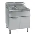 GAS FRYER - UNIKA LINE - MOD. FG7215T - INTERNAL EXCHANGERS IN THE TANK - 2 TANKS OF 13 + 13 LITERS OF OIL - 2 NEUTRAL COMPARTMENTS WITH DOOR - DIMENSIONS Cm L 60 X D 70 X H 90 - WEIGHT Kg 80