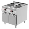 GAS FRYER - BOHEME LINE - MOD. FRG92M0 - External burners to the tank - N 2 tanks Lt 19,5 + 19,5 of oil - Neutral compartment with swing doors - Power kW 37 - Dimensions cm L 80 x D 90 x 90 H - CE standard