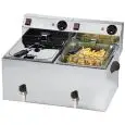 ELECTRIC FRYER WITH DRAIN TAP - COUNTERTOP - MOD FT88V - Capacity 8 + 8 L oil - Power 6,50 kW - Single phase - Dimensions L 56 x D 43 x 25h cm - CE approved