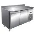 REFRIGERATED COUNTER WITH UPSTAND - STAINLESS STEEL AISI 304 - VENTILATED COOLING - Mod. G-GN2200BT - GASTRONORM 1/1 (cm 53x32,5) - DOUBLE SOLID DOOR - GROSS CAPACITY Lt 282 - TEMPERATURE RANGE -18º/-22ºC - Dimensions cm L136 x D70 x h96 - CE APPROVED