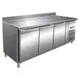 REFRIGERATED COUNTER WITH UPSTAND - STAINLESS STEEL AISI 304 - VENTILATED COOLING - Mod. G-GN3200TN - GASTRONORM 1/1 (cm 53x32,5) - TRIPLE SOLID DOOR - GROSS CAPACITY Lt 417 - TEMPERATURE RANGE -2°/+8°C - Dimensions cm L179,5 x D70 x h96 - CE APPROVED