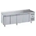 REFRIGERATED COUNTER WITH UPSTAND - STAINLESS STEEL AISI 201 - VENTILATED COOLING - Mod. G-GN4200BT-FC - GASTRONORM 1/1(cm 53x32,5) - N. 4 SOLID DOORS - GROSS CAPACITY Lt 553 - TEMPERATURE -18º/-22ºC - Dimensions cm L223 x D70 x h95 - CE APPROVED