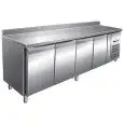 REFRIGERATED COUNTER WITH UPSTAND - STAINLESS STEEL AISI 304 - VENTILATED COOLING - Mod. G-GN4200TN - GASTRONORM 1/1 (cm 53x32,5) - N. 4 SOLID DOORS - GROSS CAPACITY Lt 553 - TEMPERATURE RANGE -2°/+8°C - Dimensions cm L223 x D70 x h96 - CE APPROVED