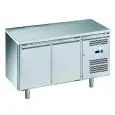REFRIGERATED COUNTER - STAINLESS STEEL AISI 201 - FOR BAKERIES - VENTILATED COOLING - Mod. G-PA2100TN-FC - DOUBLE SOLID DOOR - GROSS CAPACITY Lt 390 - TEMPERATURE RANGE -2°/+8°C - Dimensions cm L151 x D80 x h85 - CE APPROVED
