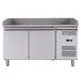 REFRIGERATED PIZZA COUNTER - STAINLESS STEEL AISI 201 - FOR PIZZA CONTAINERS cm 60x40 - VENTILATED COOLING - Mod. G-PZ2600TN FC - DOUBLE SOLID DOOR - Temperature range -2°/+8°C - Dimensions cm 151X80X100 - CE APPROVED