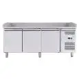 REFRIGERATED PIZZA COUNTER - STAINLESS STEEL AISI 201 - FOR PIZZA CONTAINERS cm 60x40 - VENTILATED COOLING - Mod. G-PZ3600TN FC - TRIPLE SOLID DOOR - Temperature range -2°/+8°C - Dimensions cm 202X80X100 - CE APPROVED