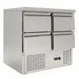 REFRIGERATED SALADETTE AND COUNTER - STAINLESS STEEL AISI 304 - Mod. G-S901-4D-FC - STATIC COOLING - N. 4 DRAWERS - TEMPERATURE RANGE +2°/+10°C - Dimensions cm. L90 x D70 x h85 - CE APPROVED