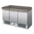REFRIGERATED PIZZA COUNTER - STAINLESS STEEL AISI 304 - GASTRONORM 1/1 (cm 53x32,5) - STATIC COOLING - Mod. G-S903PZVRX - TRIPLE SOLID DOOR - Temperature range +2°/+8°C - Dimensions cm 140X70X102 - CE APPROVED