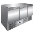 REFRIGERATED SALADETTE AND COUNTER - STAINLESS STEEL AISI 304 - Mod. G-S903TOP - STATIC COOLING - GASTRONORM 1/1 (cm 53x32,5) - TRIPLE SOLID DOOR - TEMPERATURE RANGE +2°/+8°C - Dimensions cm L136,5 x D70 x h85 - CE APPROVED