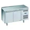 REFRIGERATED COUNTER - STAINLESS STEEL AISI 201 - FOR SNACK BARS - VENTILATED COOLING - Mod. G-SNACK2100TN-FC - N. 2 SOLID DOORS - GROSS CAPACITY Lt 159 - TEMPERATURE RANGE -2°/+8°C - Dimensions cm L 136 x D60 x h85 - CE APPROVED