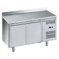 REFRIGERATED COUNTER WITH UPSTAND - STAINLESS STEEL AISI 201 - FOR SNACK BARS - VENTILATED COOLING - Mod. G-SNACK2200TN-FC - N. 2 SOLID DOORS - GROSS CAPACITY Lt 159 - TEMPERATURE RANGE -2°/+8°C - Dimensions cm L 136 x D60 x h95 - CE APPROVED