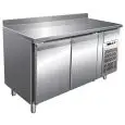 REFRIGERATED COUNTER WITH UPSTAND - STAINLESS STEEL AISI 304 - FOR SNACK BARS - VENTILATED COOLING - Mod. G-SNACK2200TN - DOUBLE SOLID DOOR - GROSS CAPACITY Lt 228 - TEMPERATURE RANGE -2°/+8°C - Dimensions cm L136 x D60 x h96 - CE APPROVED