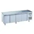 REFRIGERATED COUNTER - STAINLESS STEEL AISI 201 - FOR SNACK BARS - VENTILATED COOLING - Mod. G-SNACK4100TN-FC - N. 4 SOLID DOORS - GROSS CAPACITY Lt 342 - TEMPERATURE RANGE -2°/+8°C - Dimensions cm L 223 x D60 x h85 - CE APPROVED