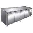 REFRIGERATED COUNTER WITH UPSTAND - STAINLESS STEEL AISI 304 - FOR SNACK BARS - VENTILATED COOLING - Mod. G-SNACK4200TN - N. 4 SOLID DOORS - GROSS CAPACITY Lt 449 - TEMPERATURE RANGE -2°/+8°C - Dimensions cm L223 x D60 x h96 - CE APPROVED