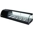 Refrigerated sushi display case - Mod G-TS1500 - Static cooling - Temperature range +4°/+8°C - N 5 pans GN 1/3 h 40 mm - Dimensions cm L 150 x D 41,5 x H 33