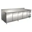 REFRIGERATED TABLE WITH UPSTAND - AISI 201 STAINLESS STEEL - VENTILATED COOLING - Mod GN4200TN - GASTRONORM 1/1 (cm 53 x 32,5) - N 4 DOORS - CAPACITY Lt 553 - TEMPERATURE +2°/+8°C - Dimensions cm L 223 x D 70 x h 95