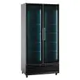 UPRIGHT FRIDGE - BLACK PAINTED STEEL - FOR BEVERAGES - VENTILATED - Mod I LOOC 80 JUMBO N - CAPACITY of 690 liters - 2 GLASS DOORS - TEMPERATURE 0/+10°C - DIMENSIONS cm L 94 x D 61,5 x H 202,3 - CE STANDARD