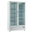 UPRIGHT FRIDGE - WHITE PAINTED STEEL - FOR BEVERAGES - VENTILATED - Mod I LOOC 80 JUMBO B - CAPACITY of 690 liters - 2 GLASS DOORS - TEMPERATURE 0/+10°C - DIMENSIONS cm L 94 x D 61,5 x H 202,3 - CE STANDARD