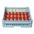 CLASSICAL RACK, 28 RECTANGULAR COMPARTMENTS FOR CUPS, COFFEE CUPS AND JUGS - MOD. KIT 4X7 - RACK DIMENSIONS cm L 50 X D 50 - INTERNAL COMPARTMENT DIMENSIONS cm L 6,3 X D 11,3 - EC STANDARDS