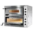 ELECTRIC PIZZA OVEN - MECHANICAL CONTROLS - MOD KL 66/66 - Double deck with glass door - Firebrick oven base - Chamber dimensions L 66 x D 99 x 14 h cm - Pizza capacity : 6 + 6 (Ø 33 cm ) - Power 14,4 kW - CE approved