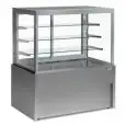 REFRIGERATED DISPLAY CASE - SUITABLE FOR THE PRESENTATION OF PASTRY PRODUCTS - KRISTALL MODEL - GLASS STRUCTURE - LOWER DISPLAY SURFACE IN AISI 304 STAINLESS STEEL - INCLUDES 3 GLASS SHELVES - LED LIGHTING - TEMPERATURE +2/+6 °C - VENTILATED COLD - SINGLE