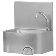 WALL-MOUNT HAND WASH BASIN - MOD. LM 48 - STAINLESS STEEL CONSTRUCTION - KNEE-OPERATED TAP - DIMENSIONS cm 48 x 35 x 53 h