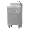 HAND WASH BASIN ON CUPBOARD - MOD. LMM - STAINLESS STEEL CONSTRUCTION - HINGED DOOR - KNEE-OPERATED TAP - DIMENSIONS cm 50 x 40 x 85 h