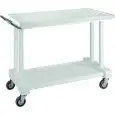 2-SHELF SOLID WOOD CATERING TROLLEY WHITE - MOD. LP800B - Birch plywood shelves - Chrome-plated swivel castors - Dimensions cm L81xD55xH108