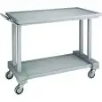 2-SHELF SOLID WOOD CATERING TROLLEY ASH - MOD. LP800CE - Birch plywood shelves - Chrome-plated swivel castors - Dimensions cm L81xD55xH108