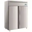 Upright fridge - Stainless steel AISI 201 - Mod M-GN1410TN-FC - Gastronorm 2/1 (65 x 53 cm) - Ventilated - 2 glass doors - Capacity 1300 liters - Temperature 0°/+8°C - Dimensions cm L 148 x D 83 x 201 H