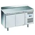 Refrigerated counter with upstand - Stainless steel AISI 201 - Mod M-GN2200BT-FC - Gastronorm 1/1 (cm 53 x 32,5) - Ventilated - 2 doors - Gross capacity 282 liters - Temperature -18°/-22°C - Dimensions cm L 136 x D 70 x H 95