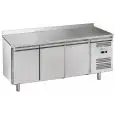 Refrigerated counter with upstand - Stainless steel AISI 201 - Mod M-GN3200BT-FC - Gastronorm 1/1 (cm 53 x 32,5) - Ventilated - 3 doors - Gross capacity 417 liters - Temperature -18°/-22°C - Dimensions cm L 179,5 x D 70 x H 95