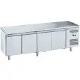 Refrigerated counter - Stainless steel AISI 201 - Mod M-GN4100BT-FC - Gastronorm 1/1 (cm 53 x 32,5) - Ventilated - 4 doors - Gross capacity 553 liters - Temperature -18°/-22°C - Dimensions cm L 223 x D 70 x H 85