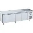 Refrigerated counter - Stainless steel AISI 201 - Mod M-GN4100TN-FC - Gastronorm 1/1 (cm 53 x 32,5) - Ventilated - 4 doors - Gross capacity 553 liters - Temperature +2°/+8°C - Dimensions cm L 223 x D 70 x H 85