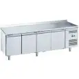 Refrigerated counter with upstand - Stainless steel AISI 201 - Mod M-GN4200TN-FC - Gastronorm 1/1 (cm 53 x 32,5) - Ventilated - 4 doors - Gross capacity 553 liters - Temperature +2°/+8°C - Dimensions cm L 223 x D 70 x H 95