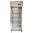 Upright fridge - Stainless steel AISI 201 - Mod M-GN650TNG-FC - Gastronorm 2/1 (65 x 53 cm) - Ventilated - 1 glass door - Capacity 650 liters - Temperature 0°/+8°C - Dimensions cm L 74 x D 83 x 201 H