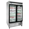 UPRIGHT FRIDGE - STAINLESS STEEL - Mod. MCF8703GR - VENTILATED COOLING - CAPACITY LT 1300 - N. 2 GLASS DOORS - TEMPERATURE -17°/-20°C - Dim. cm L 138,2 x D 80,5 x h 211,2 - CE APPROVED