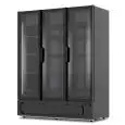 REFRIGERATED DISPLAY - VENTILATED - Mod TORINO 1620 BLACK - CAPACITY 1560 L - 3 GLASS DOORS - TEMPERATURE +1°/+10°C - DIMENSIONS cm L 162 x D 74 x H 206,5 - CE STANDARD