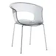 CHAIR MISS ANTISHOCK - MOD. 2690 - 4-LEG CHROME-PLATED STEEL TUBE CHAIR - RECYCLABLE POLYCARBONATE BODY - INDOOR USE - DIMENSIONS cm L 58 x D 58 x H 77 - EC STANDARDS