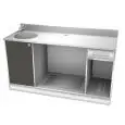 AMBIENT BACK BAR COUNTER FOR ESPRESSO MACHINE - MOD. BMCILL175H95 - STAINLESS STEEL STRUCTURE - N. 1 SINK - DIM. Cm L 175 x D 67 x h 95
