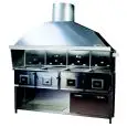 STAINLESS STEEL CHARCOAL GRILL - N° 4 Separate stoves - STEEL BASE - DIMENSIONS cm. L 215 x D 85 x h 241 - EC STANDARDS -