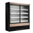 VENTILATED SELF-SERVICE REFRIGERATED WALL DISPLAY - TEMPERATURE +0/+2 °C - FOR DRINKS, DAIRY PRODUCTS, PRE-PACKAGED PRODUCTS - MOD. OLIMPO OM W - WITH SLIDING DOORS - THREE TILTING SHELVES