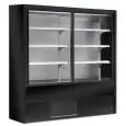 SELF-SERVICE REFRIGERATED WALL-MOUNTED DISPLAY - VENTILATED - TEMPERATURE °C +0/+2- FOR DRINKS, DAIRY PRODUCTS, PRE-PACKAGED PRODUCTS - MOD. OLIMPO OI W - WITH SLIDING DOORS - WITH STRAIGHT SHELVES